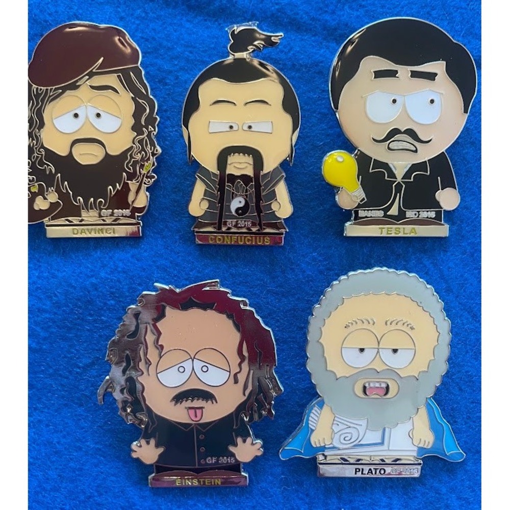 South Park Style Historical Figures Enamel 5pc DaVinci Tesla Einstein 2015/16